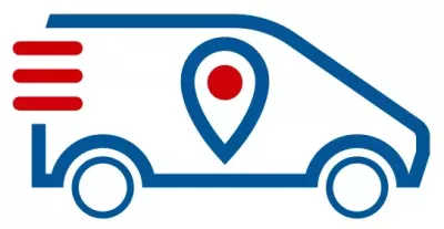 a truck with a map pin on it