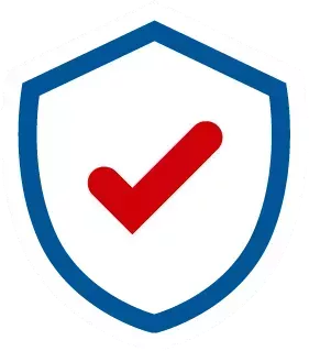 A shield with a red tick in it