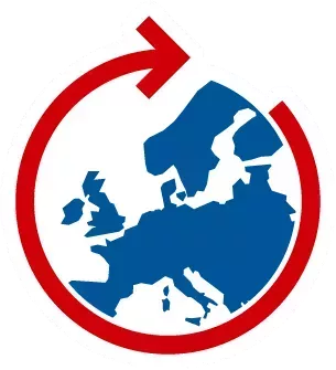 a logo of an european map