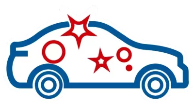 A logo of a car sanitized with ozone