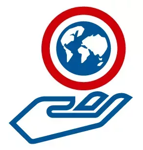 Icon of person handing Earth to someone